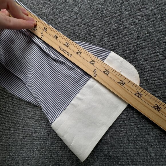 Eton Button Up Shirt Long Sleeve Men Cotton Striped Blue Contrast Non Iron 16.5 - Picture 15 of 16